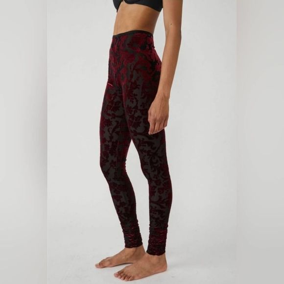 FREE PEOPLE Magic Hour Leggings Midnight Combo, High Waisted Burnout Floral | XL - Picture 5 of 8